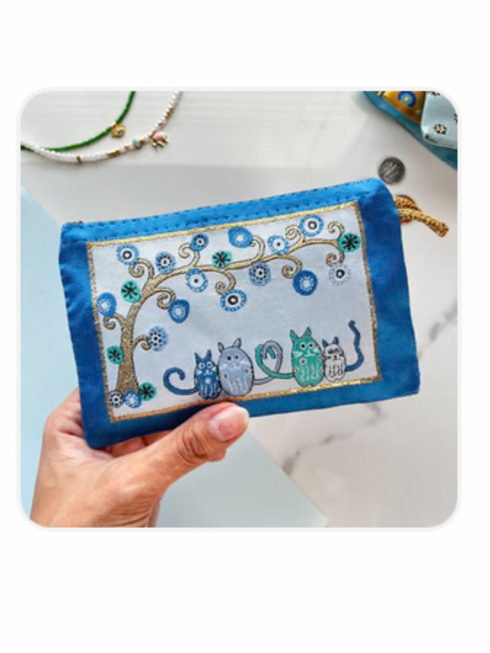 Blue Cats Under Tree  Zipper Pouch